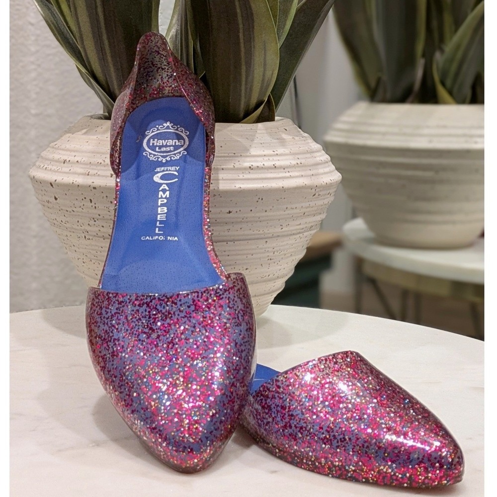 Jeffrey Campbell‎ Havana Last Flats Women 7 Pink Purple Glitter Jelly d'Orsay